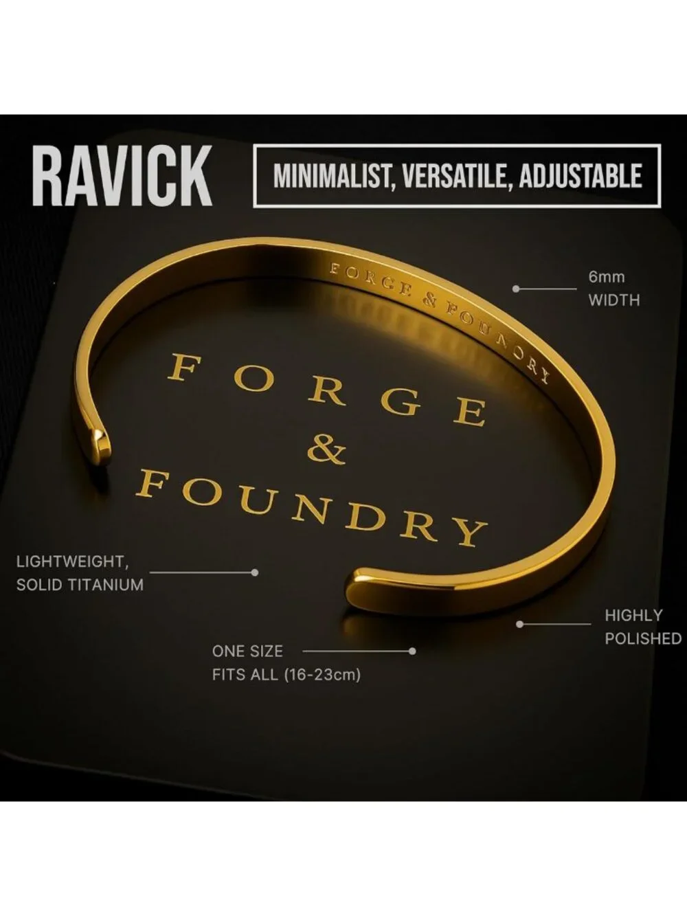 Men's Minimalist Titanium Cuff Bracelet | Versatile Unisex Waterproof Jewelry